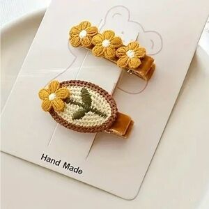 Embroidered Flower Hair Clip